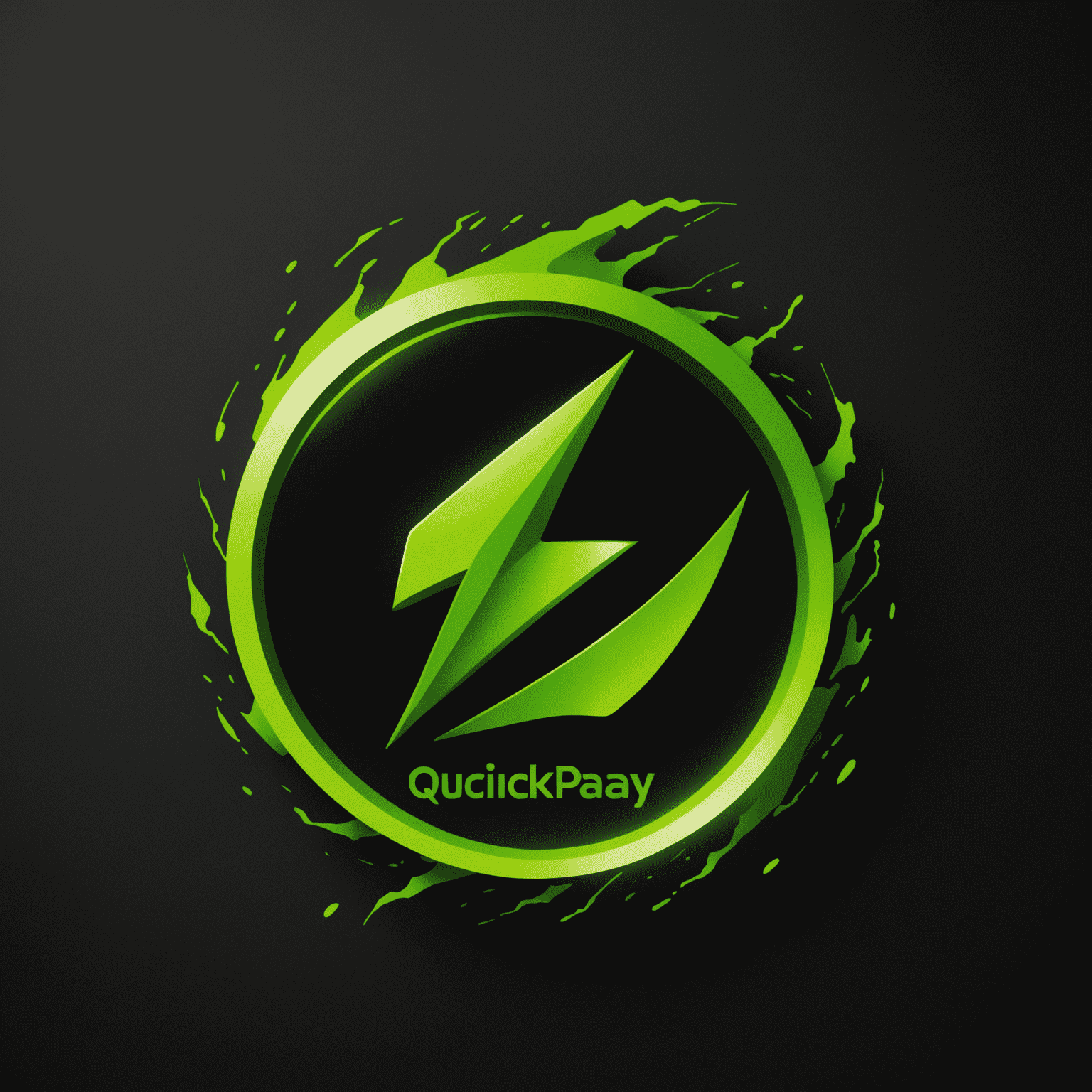 Etisalat QuickPay logo - A sleek, lightning-inspired design in vibrant green on a dark background