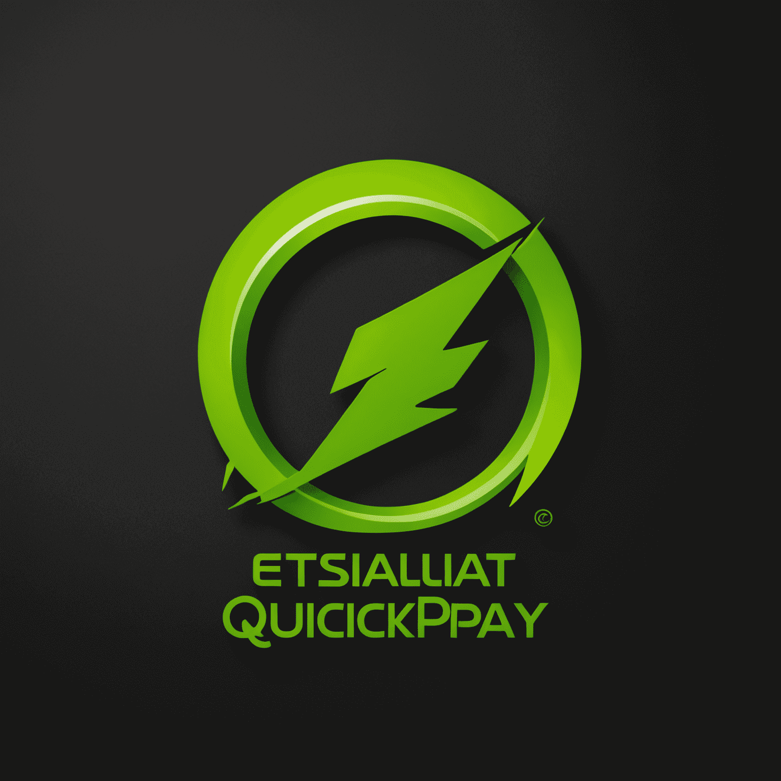 Etisalat QuickPay logo - A sleek, lightning-inspired design in vibrant green on a dark background
