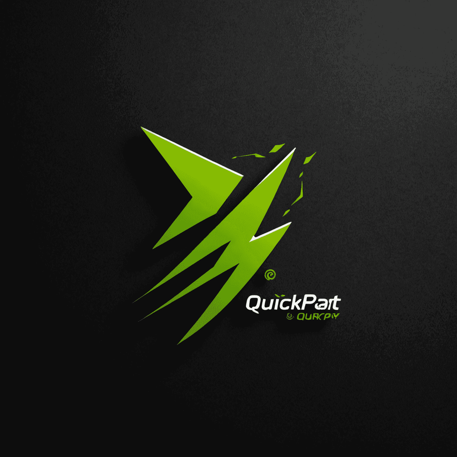 Etisalat QuickPay logo - A sleek, lightning-inspired design in vibrant green on a dark background